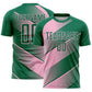 Custom Kelly Green Light Pink Line Sublimation Soccer Uniform Jersey