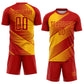 Custom Red Gold Line Sublimation Soccer Uniform Jersey Limited