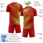 Custom Red Old Gold Line Sublimation Soccer Uniform Jersey Limited