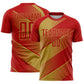 Custom Red Old Gold Line Sublimation Soccer Uniform Jersey