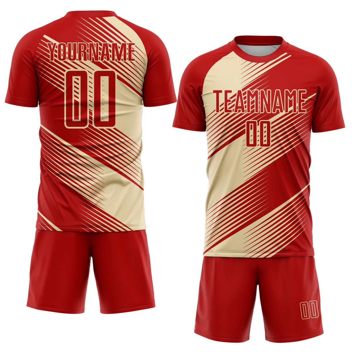 Custom Red Cream Line Sublimation Soccer Uniform Jersey Limited