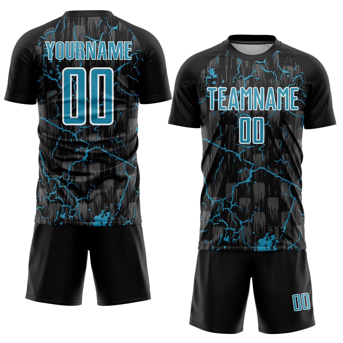 Custom Black Panther Blue-White Lightning Sublimation Soccer Uniform Jersey Limited