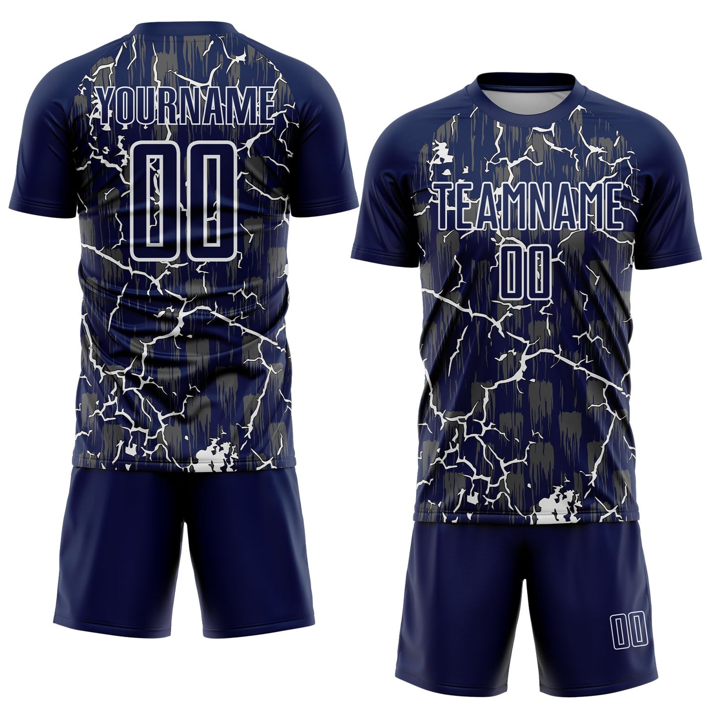 Custom Navy White Lightning Sublimation Soccer Uniform Jersey Limited