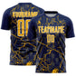 Custom Navy Gold-White Lightning Sublimation Soccer Uniform Jersey