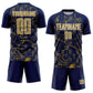 Custom Navy Old Gold-White Lightning Sublimation Soccer Uniform Jersey Limited