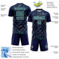 Custom Navy Teal-White Lightning Sublimation Soccer Uniform Jersey Limited