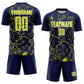 Custom Navy Neon Yellow-White Lightning Sublimation Soccer Uniform Jersey Limited