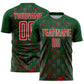 Custom Green Red-White Lightning Sublimation Soccer Uniform Jersey