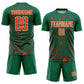 Custom Kelly Green Orange-White Lightning Sublimation Soccer Uniform Jersey Limited