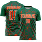 Custom Kelly Green Orange-White Lightning Sublimation Soccer Uniform Jersey