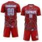 Custom Red Light Blue-White Lightning Sublimation Soccer Uniform Jersey Limited