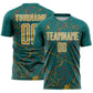 Custom Teal Old Gold-White Lightning Sublimation Soccer Uniform Jersey