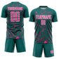 Custom Teal Pink-White Lightning Sublimation Soccer Uniform Jersey Limited