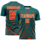 Custom Teal Orange-White Lightning Sublimation Soccer Uniform Jersey