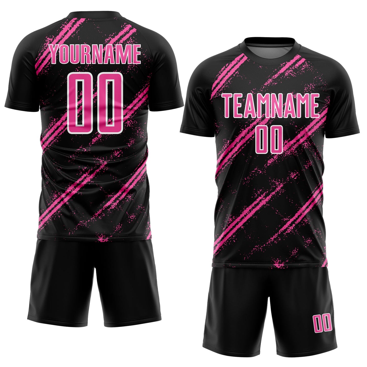 Custom Black Pink-White Abstract Fragment Art Splash Sublimation Soccer Uniform Jersey Limited
