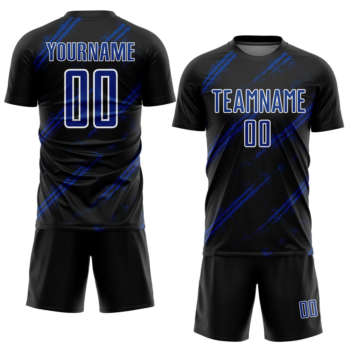 Custom Black Royal-White Abstract Fragment Art Splash Sublimation Soccer Uniform Jersey Limited