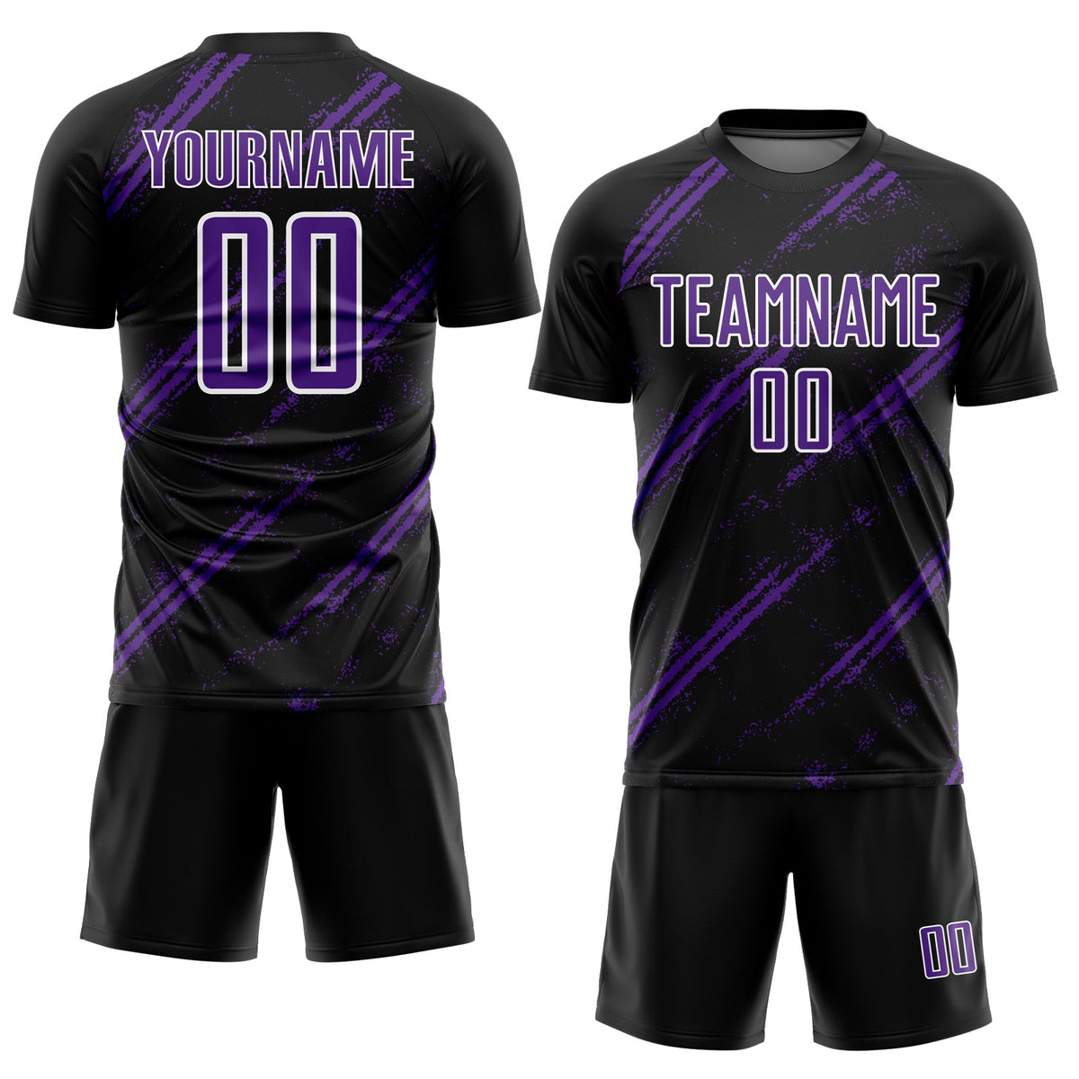 Custom Black Purple-White Abstract Fragment Art Splash Sublimation Soccer Uniform Jersey Limited
