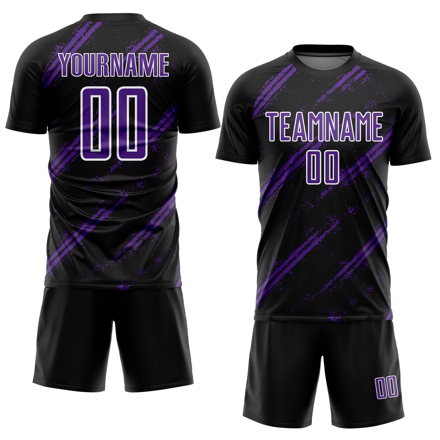 Custom Black Purple-White Abstract Fragment Art Splash Sublimation Soccer Uniform Jersey Limited