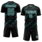 Custom Black Teal-White Abstract Fragment Art Splash Sublimation Soccer Uniform Jersey Limited