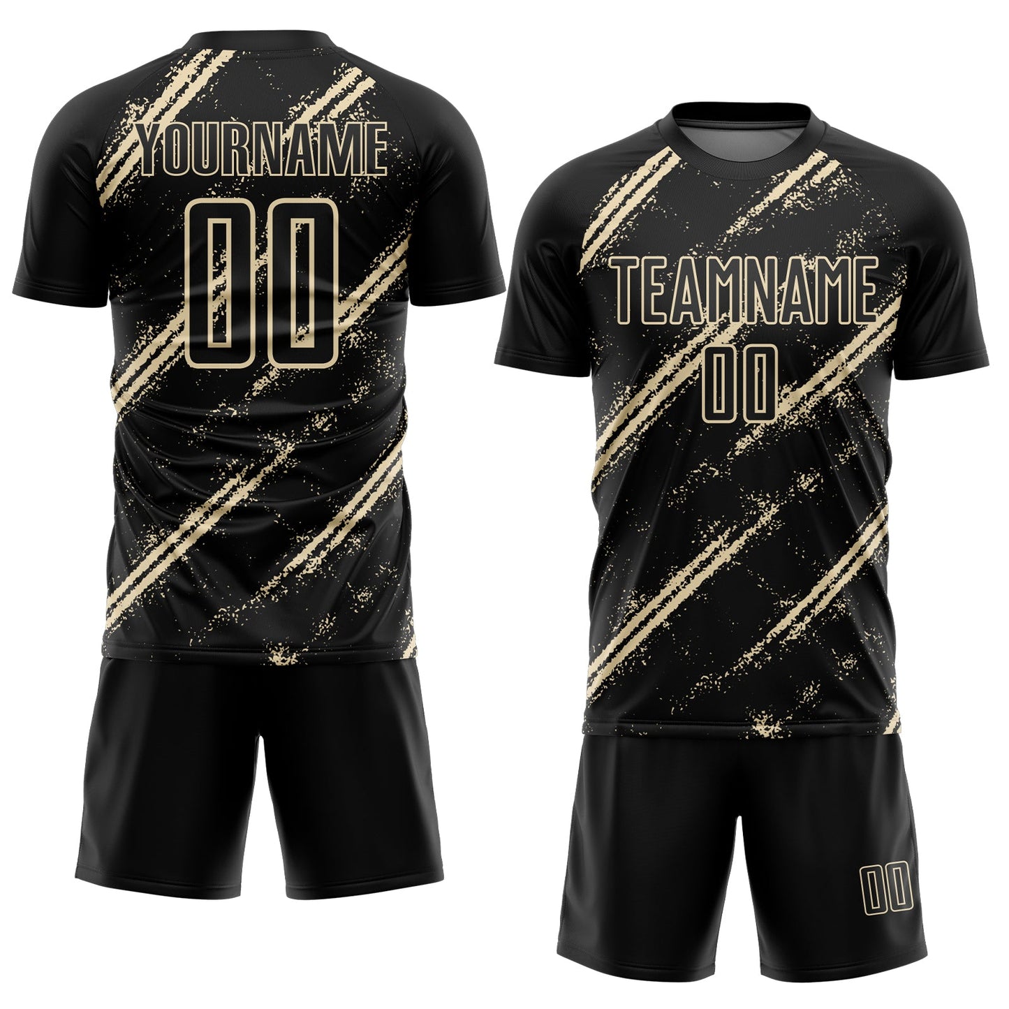 Custom Black Cream Abstract Fragment Art Splash Sublimation Soccer Uniform Jersey Limited