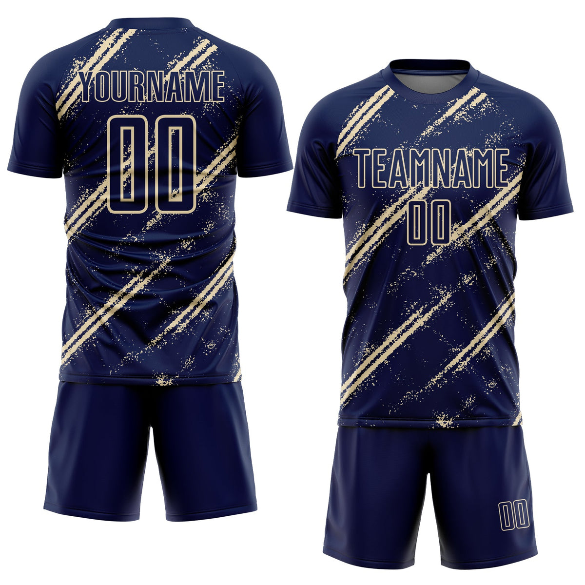 Custom Navy Cream Abstract Fragment Art Splash Sublimation Soccer Uniform Jersey Limited