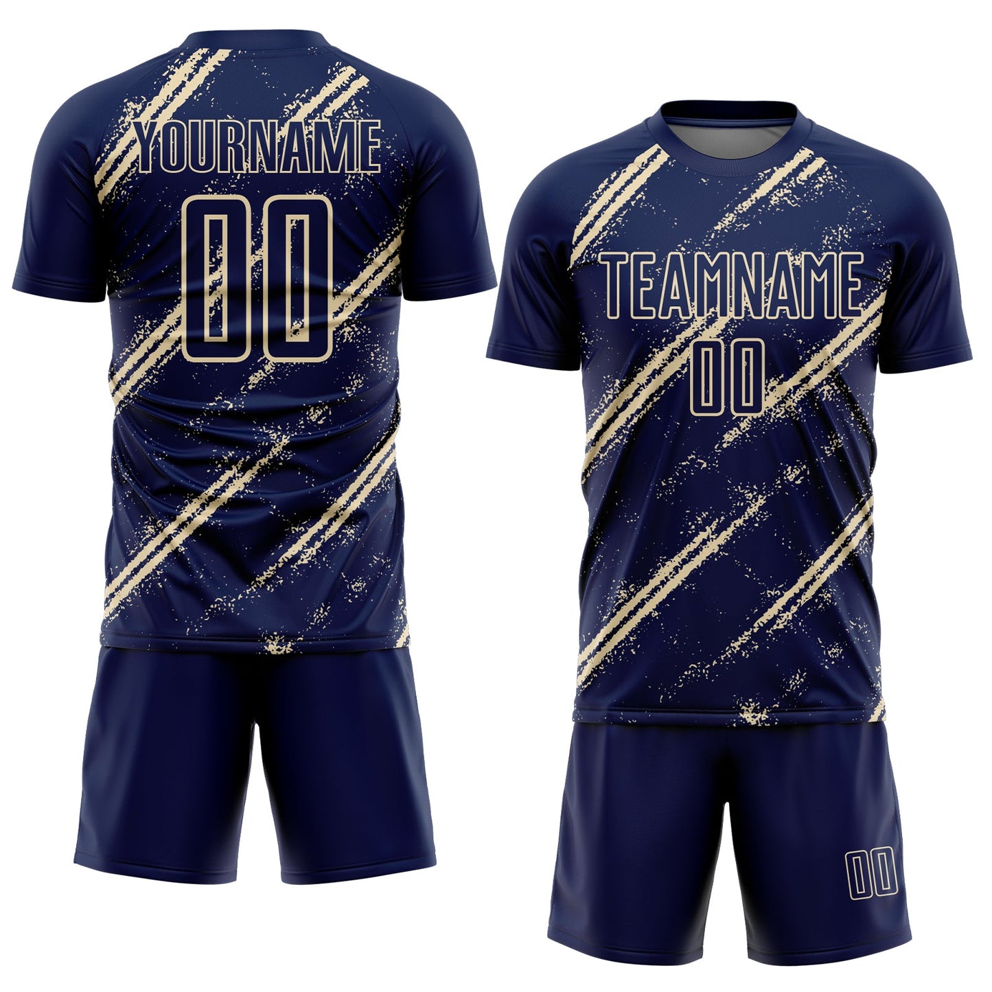 Custom Navy Cream Abstract Fragment Art Splash Sublimation Soccer Uniform Jersey Limited