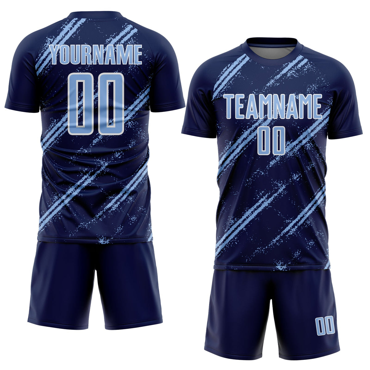 Custom Navy Light Blue-White Abstract Fragment Art Splash Sublimation Soccer Uniform Jersey Limited