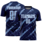 Custom Navy Light Blue-White Abstract Fragment Art Splash Sublimation Soccer Uniform Jersey
