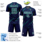 Custom Navy Teal-White Abstract Fragment Art Splash Sublimation Soccer Uniform Jersey Limited