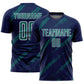 Custom Navy Teal-White Abstract Fragment Art Splash Sublimation Soccer Uniform Jersey