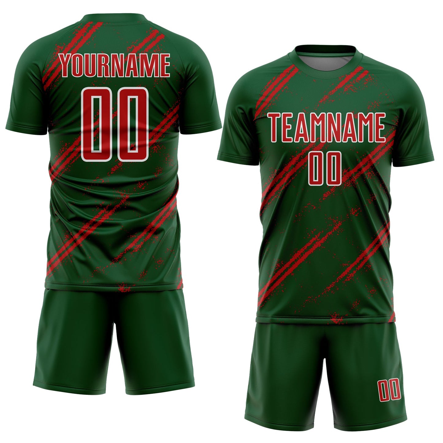 Custom Green Red-White Abstract Fragment Art Splash Sublimation Soccer Uniform Jersey Limited