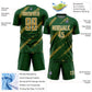 Custom Green Old Gold-White Abstract Fragment Art Splash Sublimation Soccer Uniform Jersey Limited