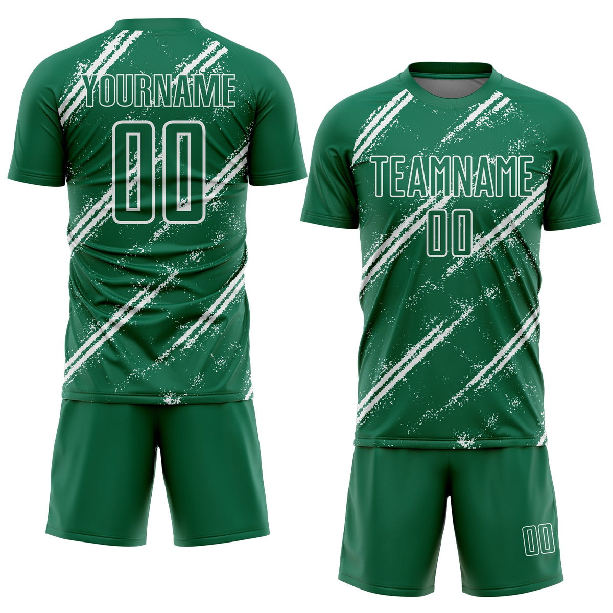 Custom Kelly Green White Abstract Fragment Art Splash Sublimation Soccer Uniform Jersey Limited