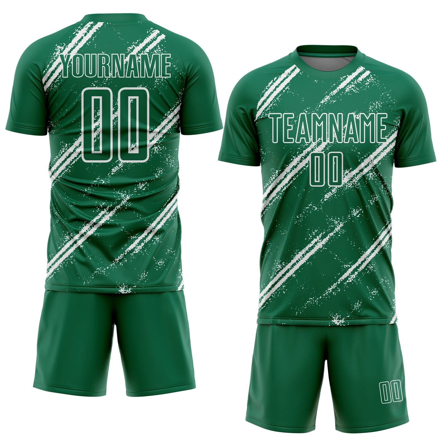 Custom Kelly Green White Abstract Fragment Art Splash Sublimation Soccer Uniform Jersey Limited