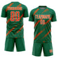 Custom Kelly Green Orange-White Abstract Fragment Art Splash Sublimation Soccer Uniform Jersey Limited