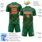 Custom Kelly Green Orange-White Abstract Fragment Art Splash Sublimation Soccer Uniform Jersey Limited