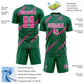Custom Kelly Green Pink-White Abstract Fragment Art Splash Sublimation Soccer Uniform Jersey Limited
