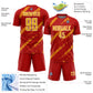 Custom Red Gold-White Abstract Fragment Art Splash Sublimation Soccer Uniform Jersey Limited