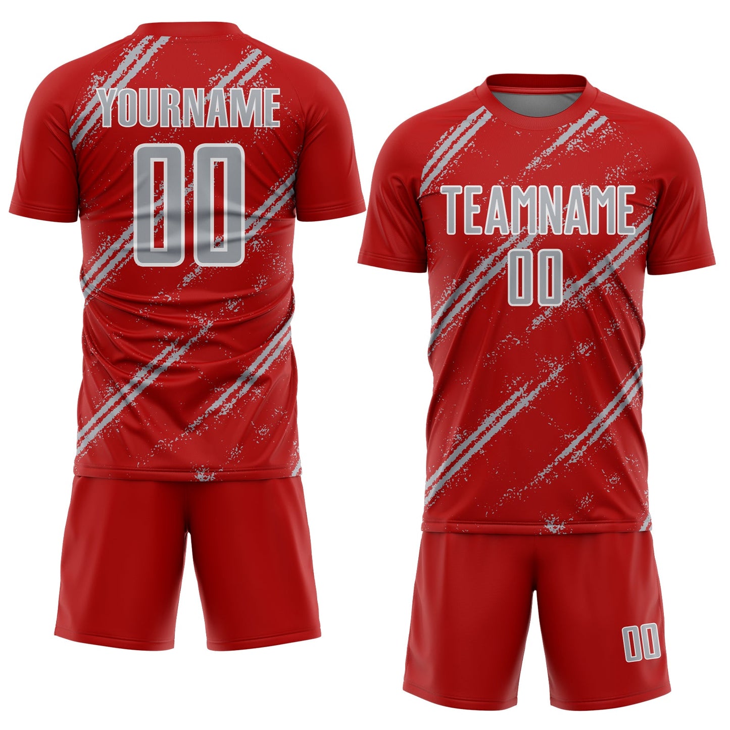 Custom Red Gray-White Abstract Fragment Art Splash Sublimation Soccer Uniform Jersey Limited