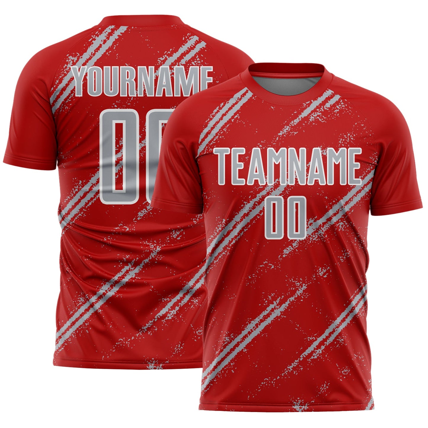 Custom Red Gray-White Abstract Fragment Art Splash Sublimation Soccer Uniform Jersey