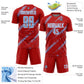 Custom Red Light Blue-White Abstract Fragment Art Splash Sublimation Soccer Uniform Jersey Limited