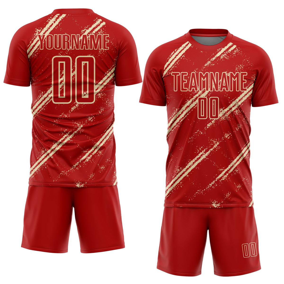 Custom Red Cream Abstract Fragment Art Splash Sublimation Soccer Uniform Jersey Limited
