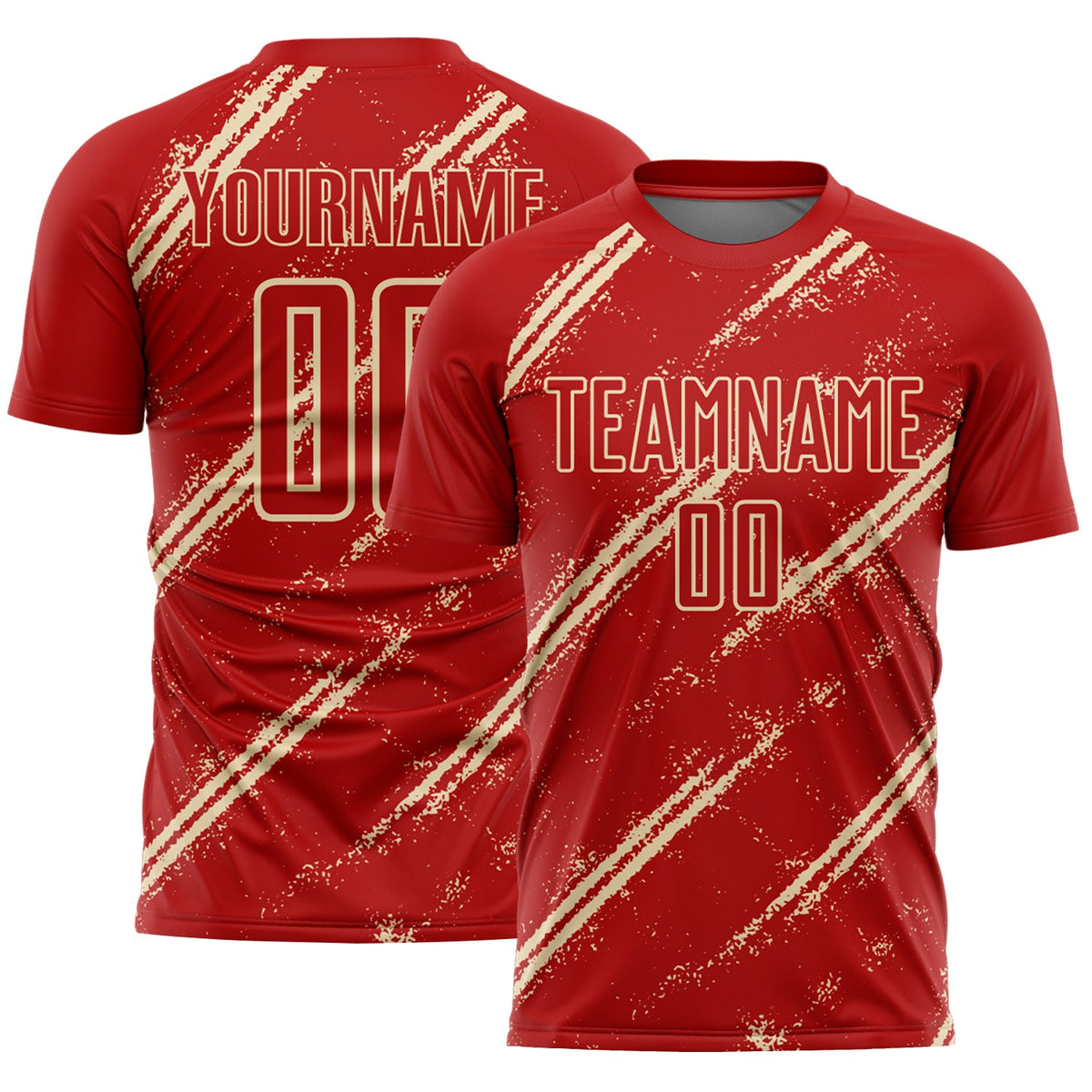 Custom Red Cream Abstract Fragment Art Splash Sublimation Soccer Uniform Jersey