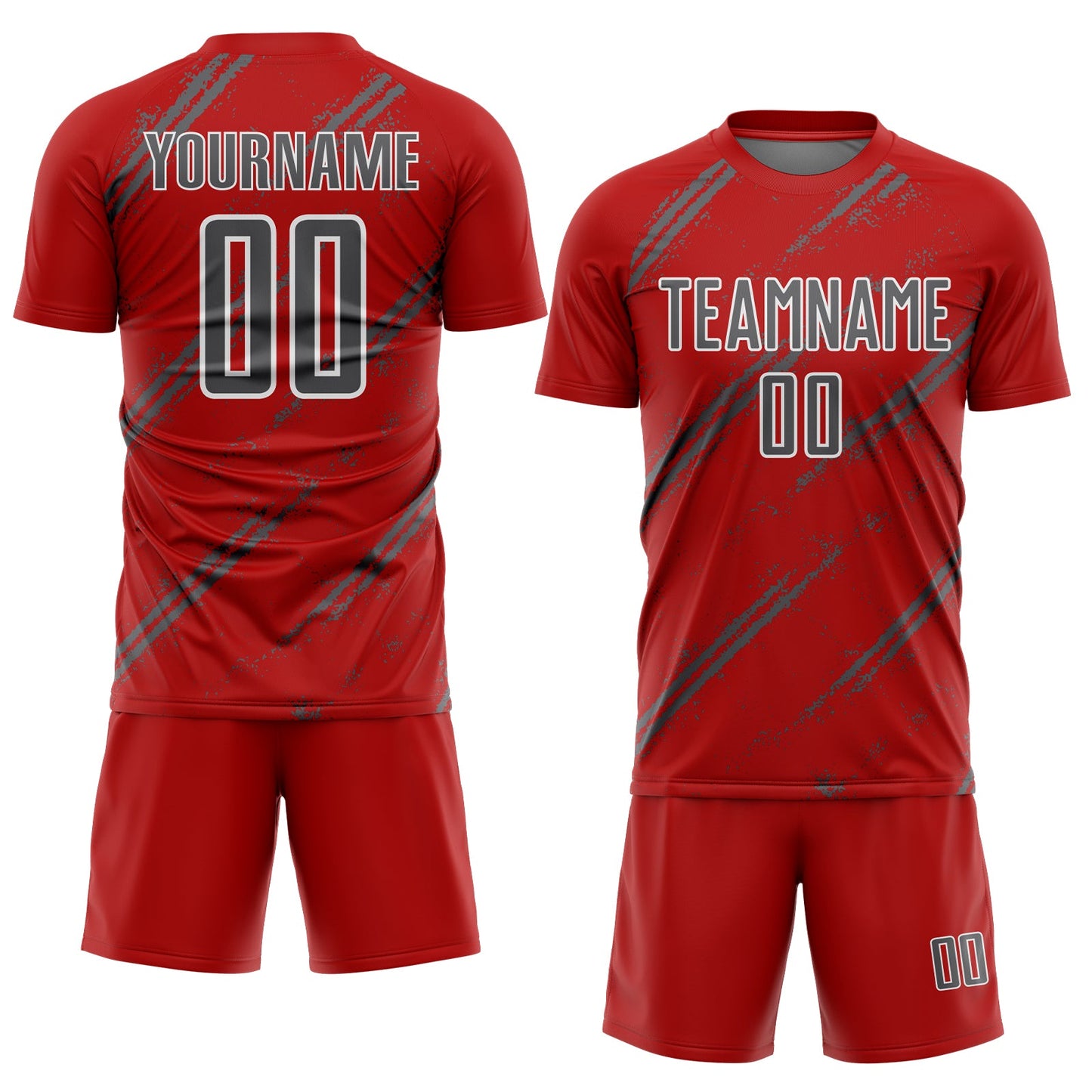 Custom Red Steel Gray-White Abstract Fragment Art Splash Sublimation Soccer Uniform Jersey Limited