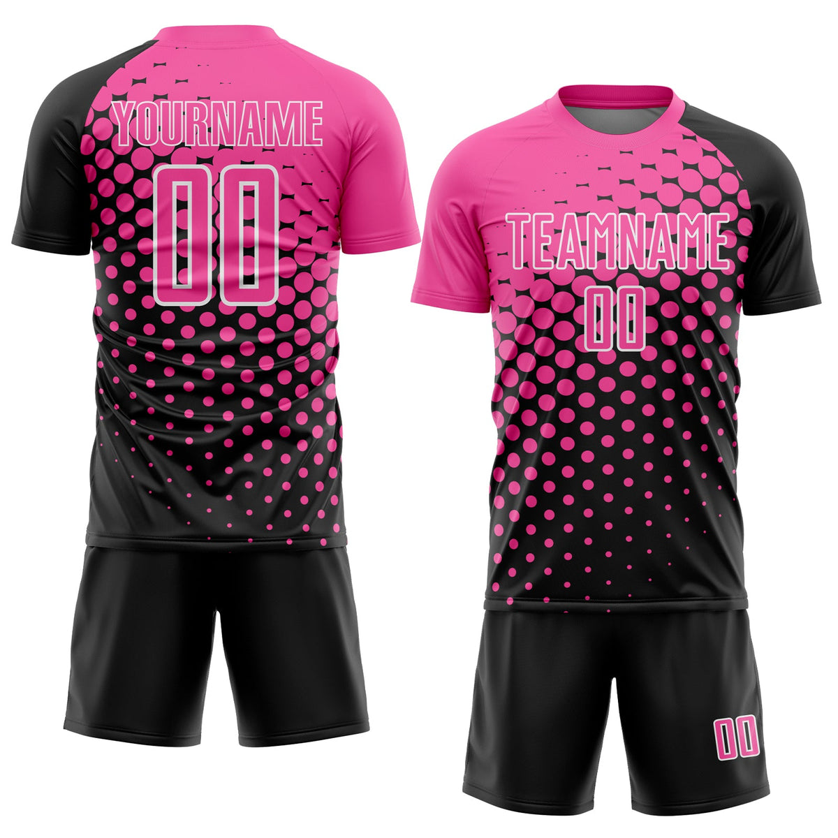 Custom Black Pink-White Modern Polka Dot Sublimation Soccer Uniform Jersey Limited