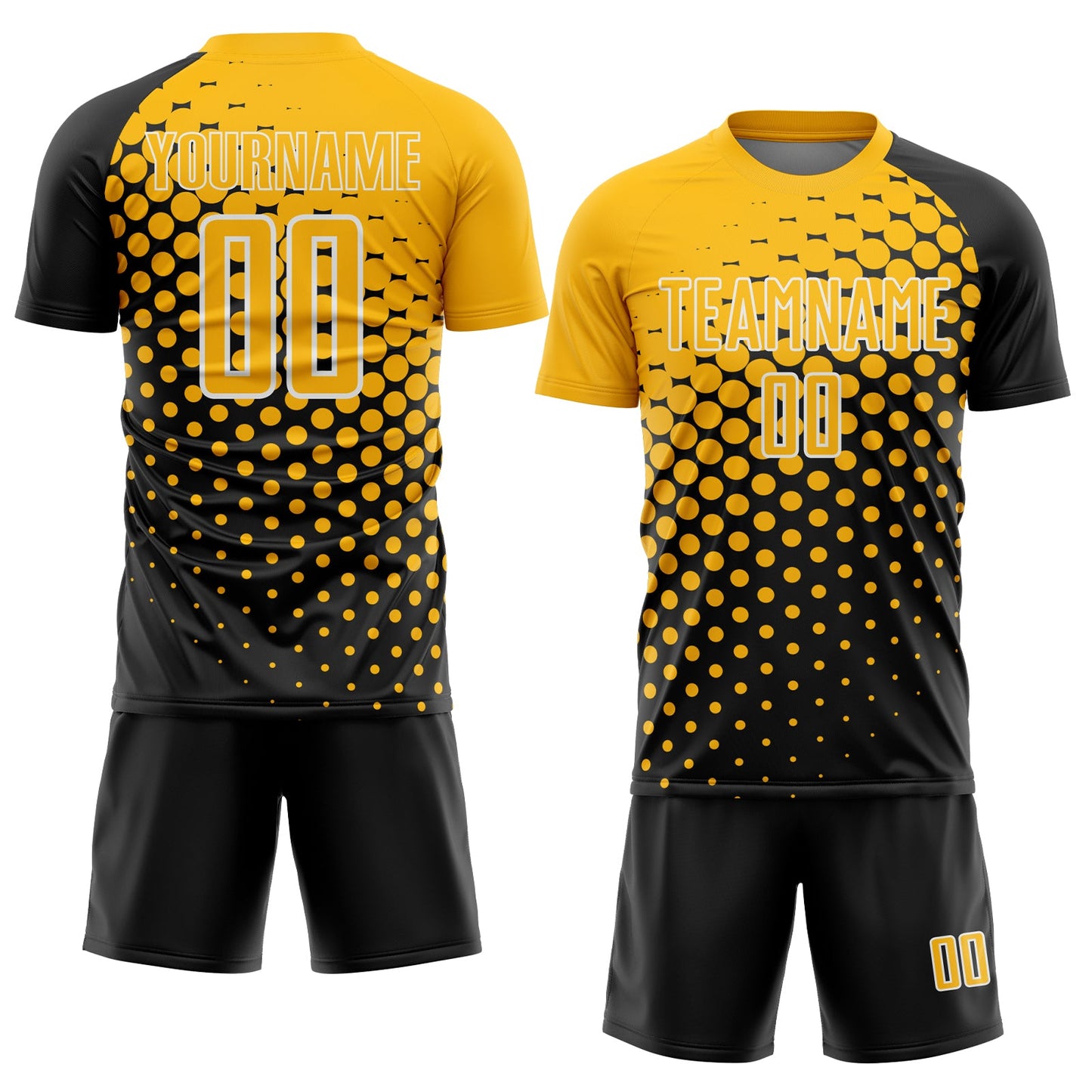 Custom Black Gold-White Modern Polka Dot Sublimation Soccer Uniform Jersey Limited