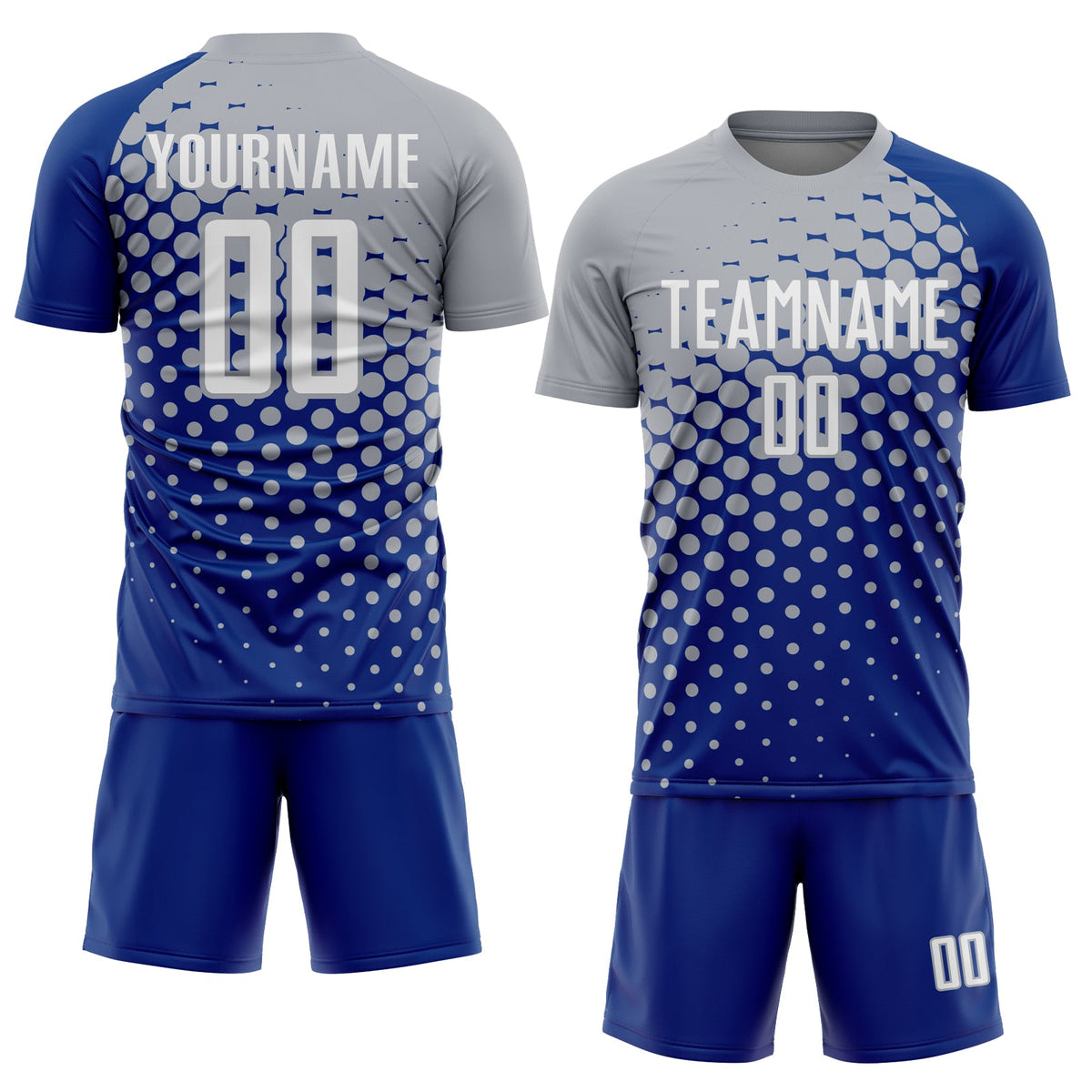 Custom Royal White-Gray Modern Polka Dot Sublimation Soccer Uniform Jersey Limited