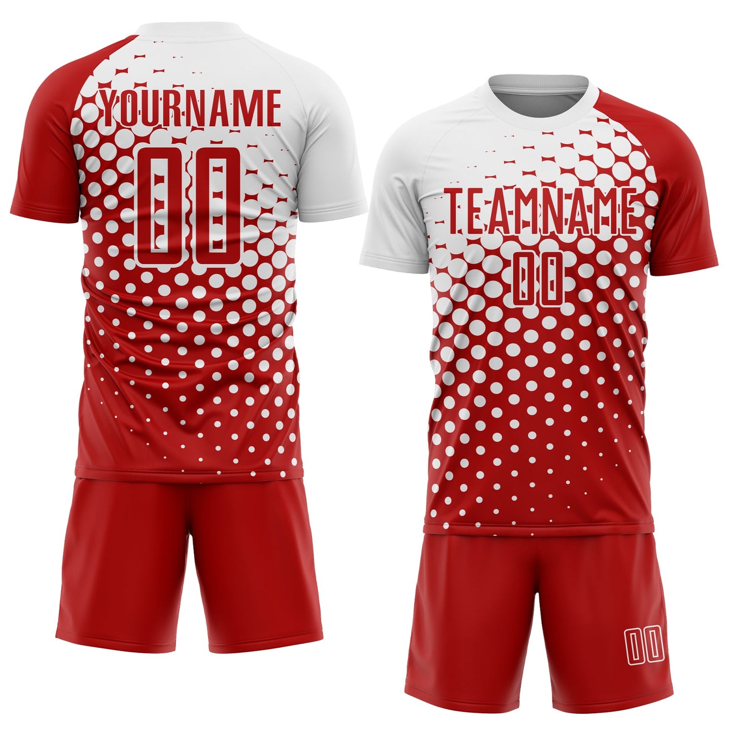 Custom Red White Modern Polka Dot Sublimation Soccer Uniform Jersey Limited