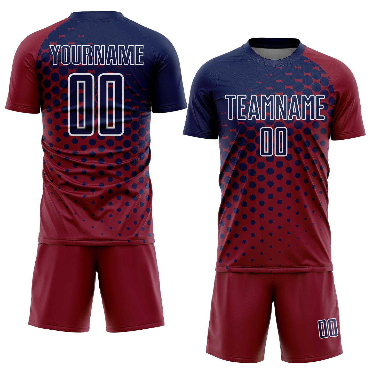 Custom Crimson Navy-White Modern Polka Dot Sublimation Soccer Uniform Jersey Limited
