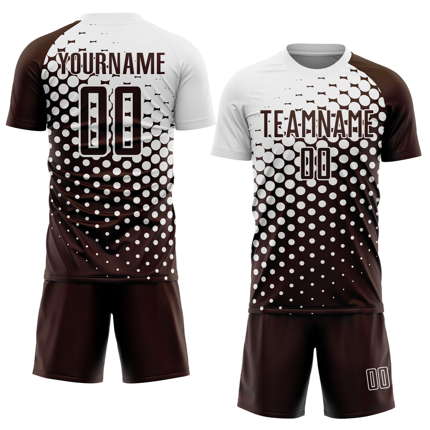 Custom Brown White Modern Polka Dot Sublimation Soccer Uniform Jersey Limited